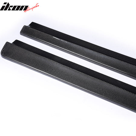 IKON MOTORSPORTS, Side Skirts Compatible With 2008-2014 Mercedes-Benz C Class W204 C63 Sedan , Matte Carbon Fiber + FRP DP Style Side Skirt Extension Rocker Panel Pair, 2009 2010 2011 2012 2013