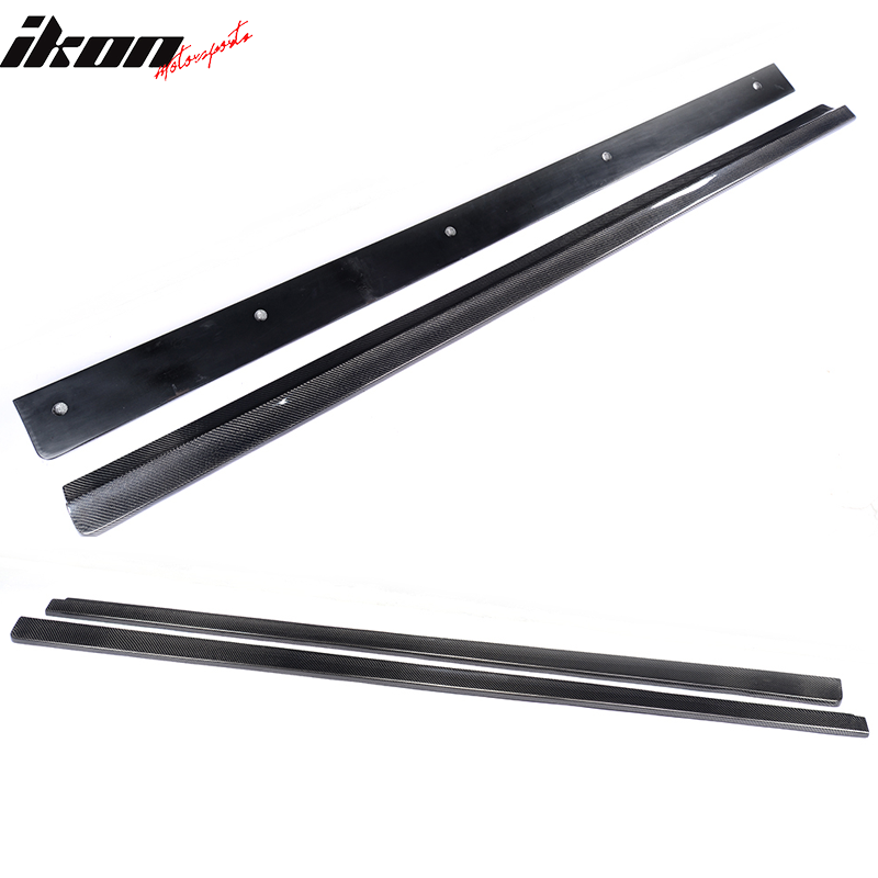 IKON MOTORSPORTS, Side Skirts Compatible With 2008-2014 Mercedes-Benz C Class W204 C63 Sedan , Matte Carbon Fiber + FRP DP Style Side Skirt Extension Rocker Panel Pair, 2009 2010 2011 2012 2013