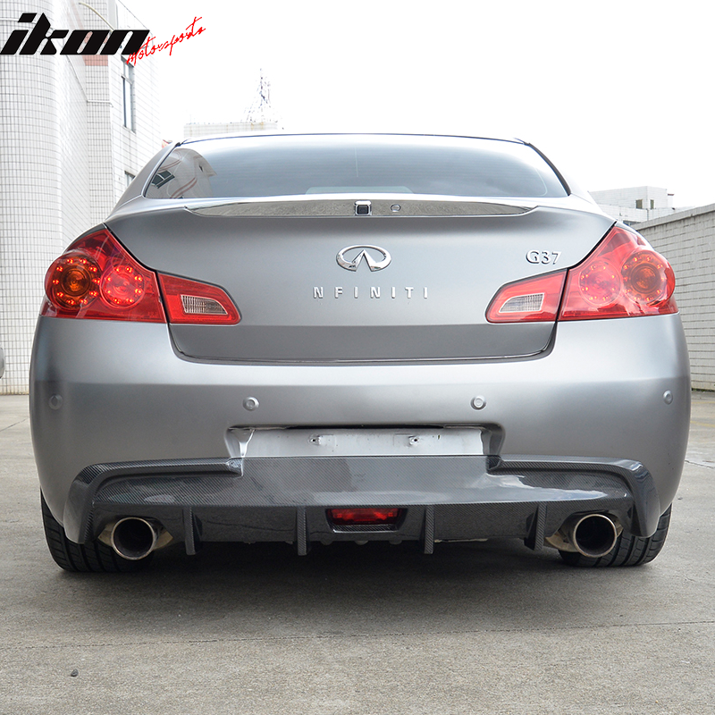 IKON MOTORSPORTS, Rear Lip Diffuser Compatible With 2010-2013 Infiniti G37 V36 Sedan 4-Door, JC Style Rear Bumper Lip Diffuser Carbon Fiber CF, 2011 2012