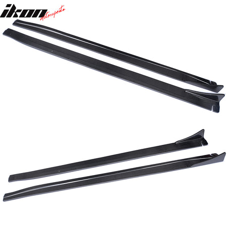 IKON MOTORSPORTS, Side Skirts Compatible With 2010-2013 Infiniti G37 Sedan , Matte Carbon Fiber JC Style Side Skirt Extension Rocker Panel Pair, 2011 2012