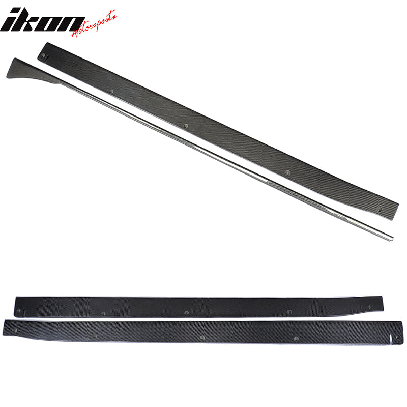 IKON MOTORSPORTS, Side Skirts Compatible With 2010-2013 Infiniti G37 Sedan , Matte Carbon Fiber JC Style Side Skirt Extension Rocker Panel Pair, 2011 2012