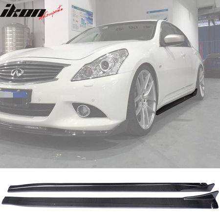 IKON MOTORSPORTS, Side Skirts Compatible With 2010-2013 Infiniti G37 Sedan , Matte Carbon Fiber JC Style Side Skirt Extension Rocker Panel Pair, 2011 2012