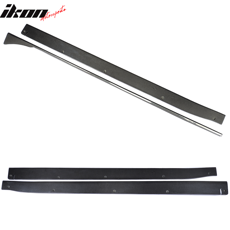 IKON MOTORSPORTS, Side Skirts Compatible With 2010-2013 Infiniti G37 Sedan , Matte Carbon Fiber JC Style Side Skirt Extension Rocker Panel Pair, 2011 2012