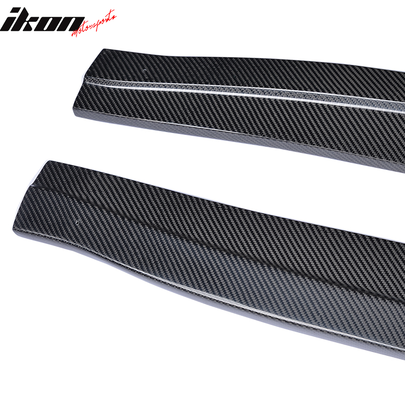 IKON MOTORSPORTS, Side Skirts Compatible With 2010-2013 Infiniti G37 Sedan , Matte Carbon Fiber JC Style Side Skirt Extension Rocker Panel Pair, 2011 2012