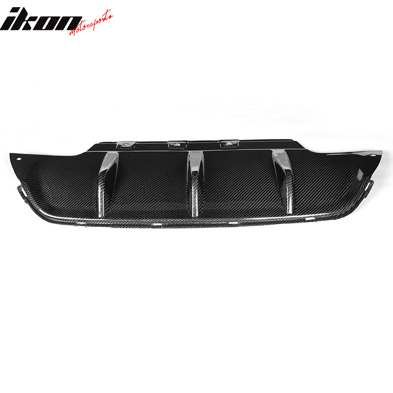 IKON MOTORSPORTS, Rear Diffuser Compatible With 2012-2017 BMW 6 Series F06 M6 , Matte Carbon Fiber V Style Rear Bumper Lip Spoiler Wing, 2013 2014 2015 2016