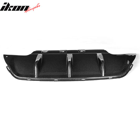 IKON MOTORSPORTS, Rear Diffuser Compatible With 2012-2017 BMW 6 Series F06 M6 , Matte Carbon Fiber V Style Rear Bumper Lip Spoiler Wing, 2013 2014 2015 2016