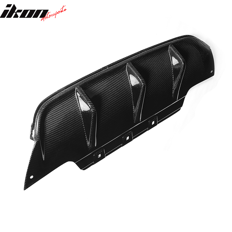 IKON MOTORSPORTS, Rear Diffuser Compatible With 2012-2017 BMW 6 Series F06 M6 , Matte Carbon Fiber V Style Rear Bumper Lip Spoiler Wing, 2013 2014 2015 2016