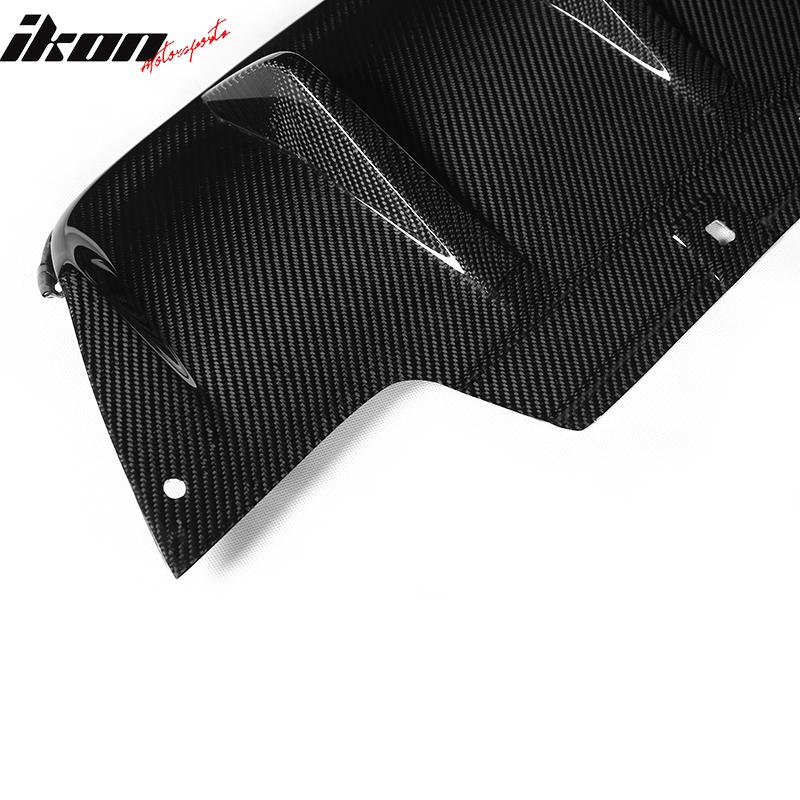 IKON MOTORSPORTS, Rear Diffuser Compatible With 2012-2017 BMW 6 Series F06 M6 , Matte Carbon Fiber V Style Rear Bumper Lip Spoiler Wing, 2013 2014 2015 2016