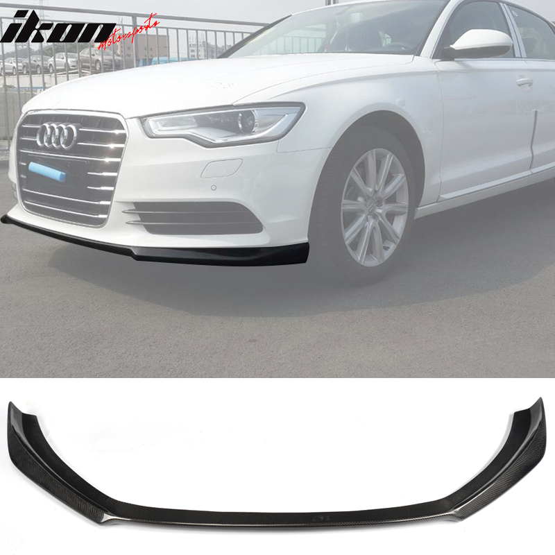 IKON MOTORSPORTS, Front Bumper Lip Compatible With 2012-2015 Audi A6 C7 Sedan , Matte Carbon Fiber JC Style Front Lip Spoiler Wing Chin Splitter, 2013 2014