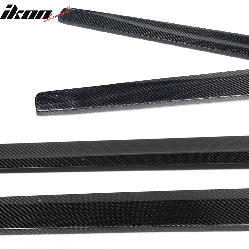 IKON MOTORSPORTS, Side Skirts Compatible With 2014-2020 BMW 4 Series F32 M Sport , Matte Carbon Fiber + FRP M Performance Style Side Skirt Extension Rocker Panel Pair, 2015 2016 2017 2018 2019