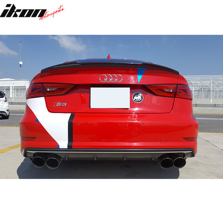 IKON MOTORSPORTS, Trunk Spoiler Compatible With 2015-2017 Audi S3 8V Sedan , Matte Carbon Fiber JC Style Rear Spoiler Wing, 2016