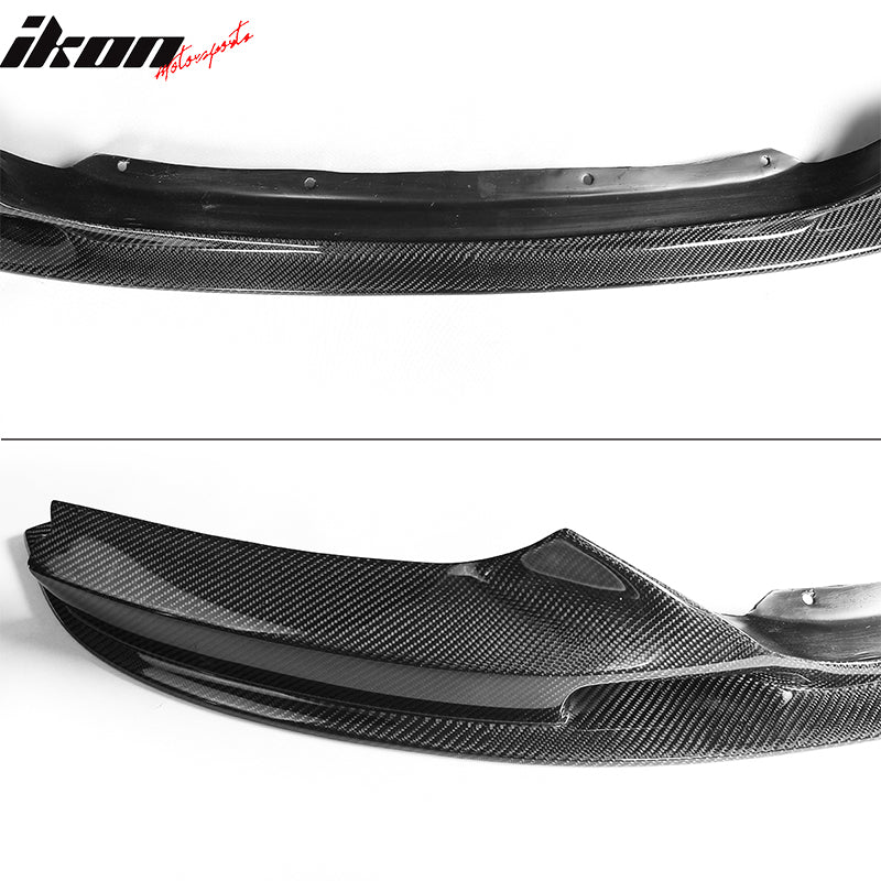 IKON MOTORSPORTS, Front Bumper Lip Compatible With 2014-2020 BMW 2 Series F11 M Sport , Matte Carbon Fiber + FRP 3D Style Front Lip Spoiler Wing Chin Splitter, 2015 2016 2017 2018 2019