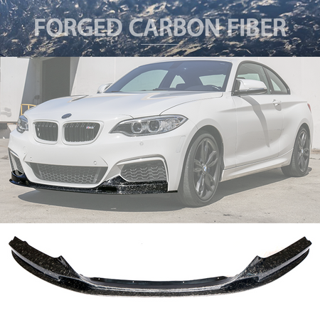 IKON MOTORSPORTS, Front Bumper Lip Compatible With 2014-2020 BMW 2 Series F11 M Sport , Matte Forged Carbon Fiber 3D Style Front Lip Spoiler Wing Chin Splitter, 2015 2016 2017 2018 2019