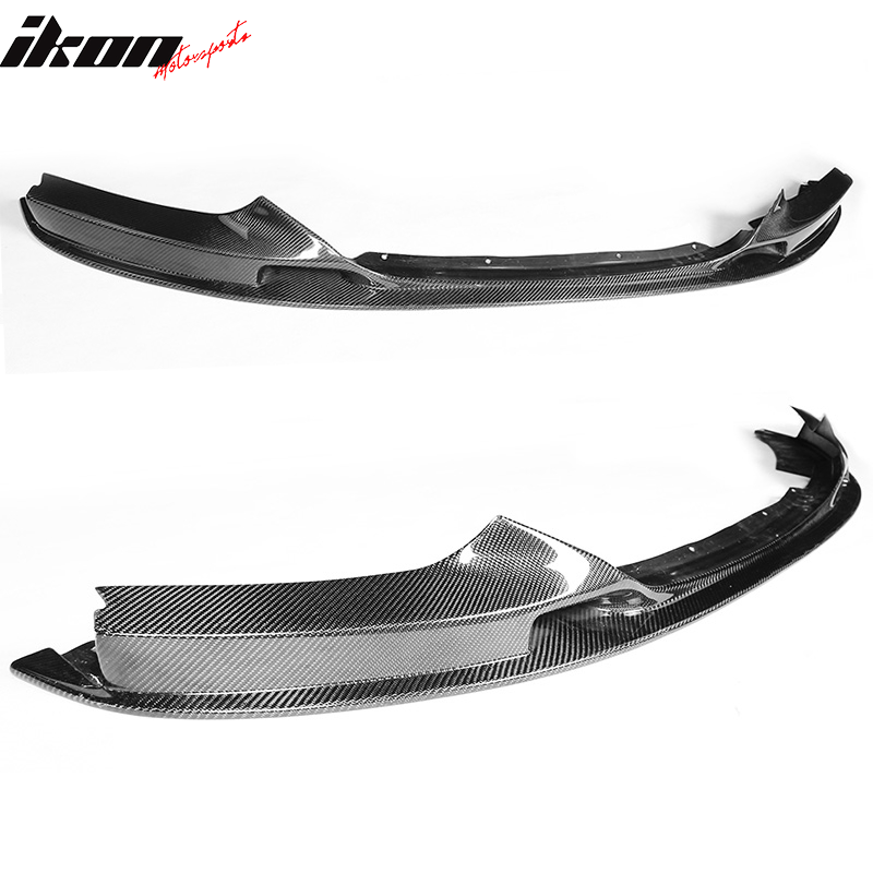 IKON MOTORSPORTS, Front Bumper Lip Compatible With 2014-2020 BMW 2 Series F11 M Sport , Matte Carbon Fiber + FRP 3D Style Front Lip Spoiler Wing Chin Splitter, 2015 2016 2017 2018 2019