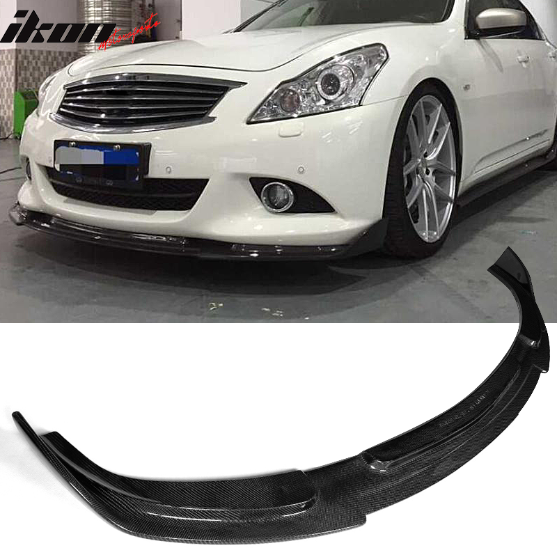 IKON MOTORSPORTS, Front Bumper Lip Compatible With 2010-2013 Infiniti G37 Sedan , Matte Carbon Fiber JC Style Front Lip Spoiler Wing Chin Splitter, 2011 2012