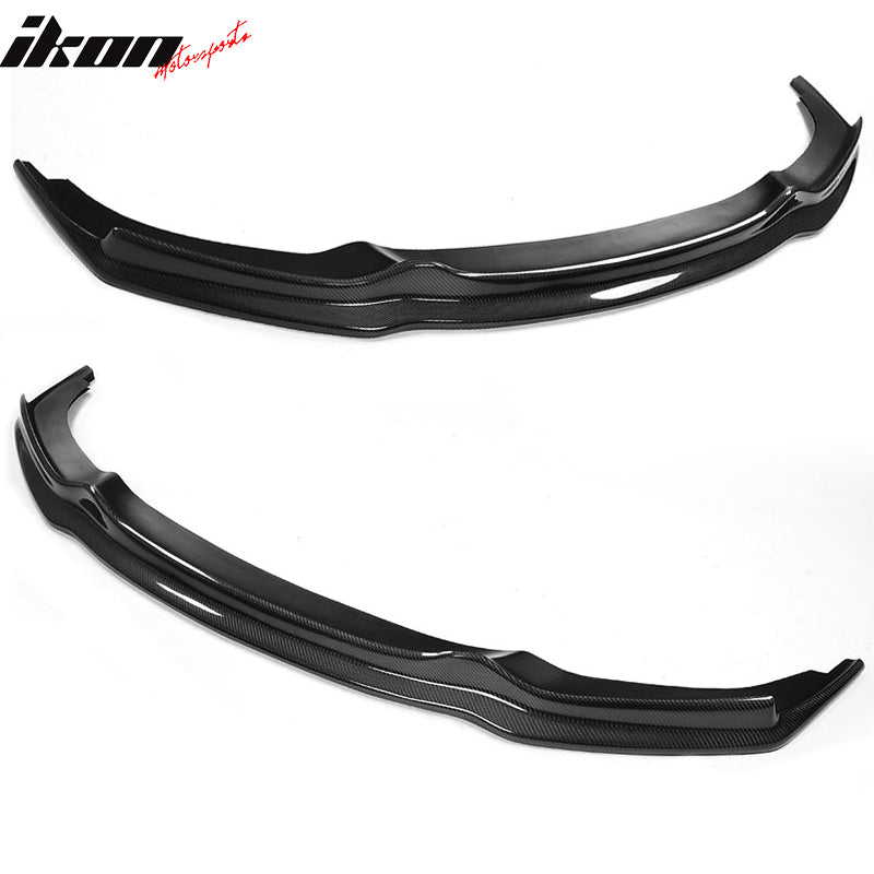 IKON MOTORSPORTS, Front Bumper Lip Compatible With 2011-2016 BMW 5 Series F10 M Sport , Matte Carbon Fiber + FRP AK Style Front Lip Spoiler Wing Chin Splitter, 2012 2013 2014 2015