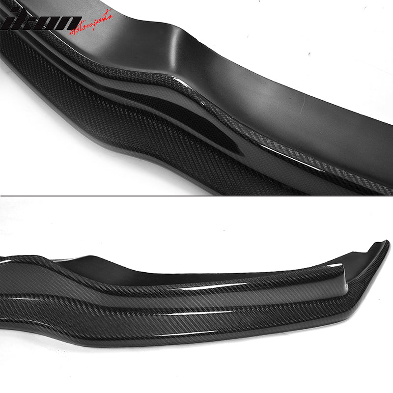 IKON MOTORSPORTS, Front Bumper Lip Compatible With 2011-2016 BMW 5 Series F10 M Sport , Matte Carbon Fiber + FRP AK Style Front Lip Spoiler Wing Chin Splitter, 2012 2013 2014 2015