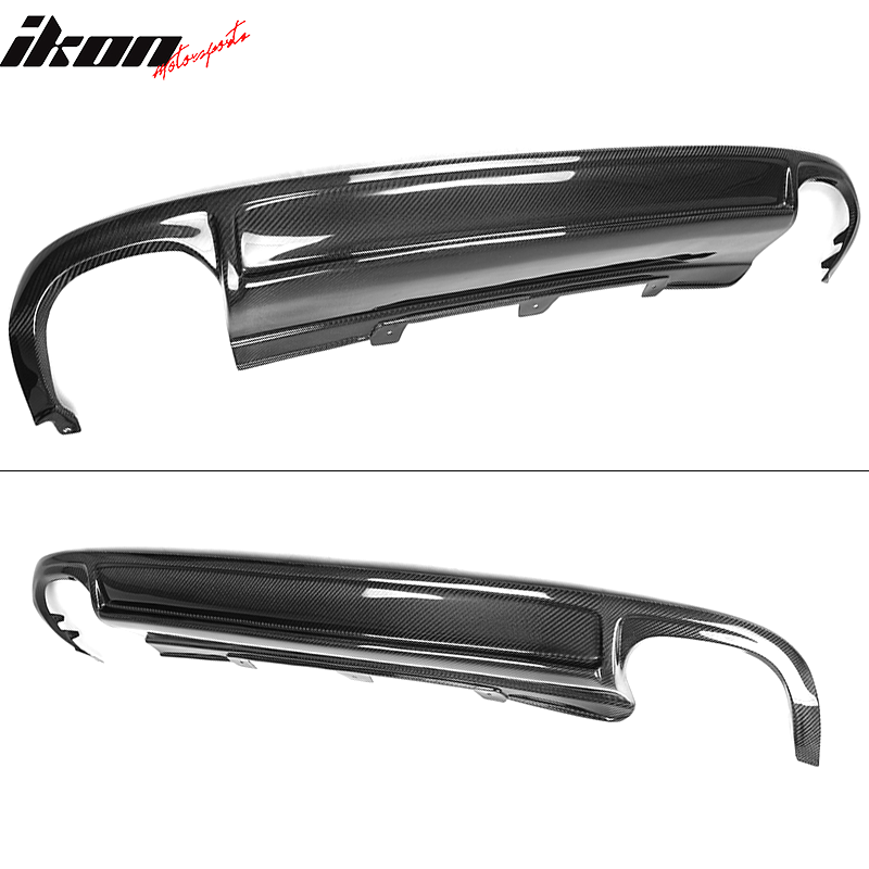 IKON MOTORSPORTS, Rear Diffuser Compatible With 2009-2012 Audi A4 B8 Sedan , Matte Carbon Fiber + FRP S4 Style Rear Bumper Lip Spoiler Wing, 2010 2011