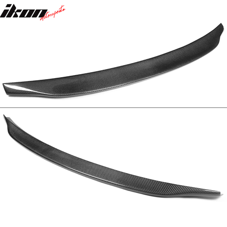 IKON MOTORSPORTS, Trunk Spoiler Compatible With 2009-2016 Audi A4 B8 Sedan , Matte Carbon Fiber + FRP Type A Rear Spoiler Wing, 2014 2015