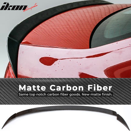 IKON MOTORSPORTS, Trunk Spoiler Compatible With 2009-2016 Audi A4 B8 Sedan , Matte Carbon Fiber + FRP ABT Style Rear Spoiler Wing, 2010 2011 2012 2013 2014 2015