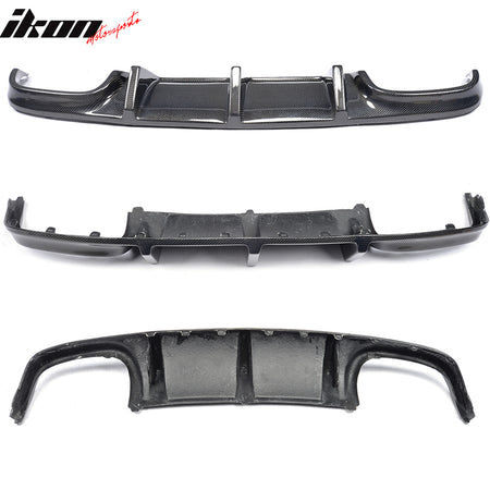 IKON MOTORSPORTS, Rear Diffuser Compatible With 2008-2011 Mercedes-Benz C Class W204 C63 , Matte Carbon Fiber + FRP TMS Style Rear Bumper Lip Spoiler Wing, 2009 2010