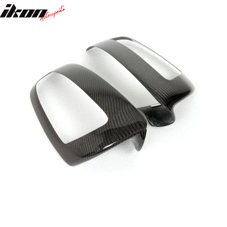 IKON MOTORSPORTS, Mirror Cover Compatible With 2008-2011 Mercedes-Benz C-Class W204 Sedan , Matte Carbon Fiber + FRP JC Style Mirror Caps Pair, 2009 2010