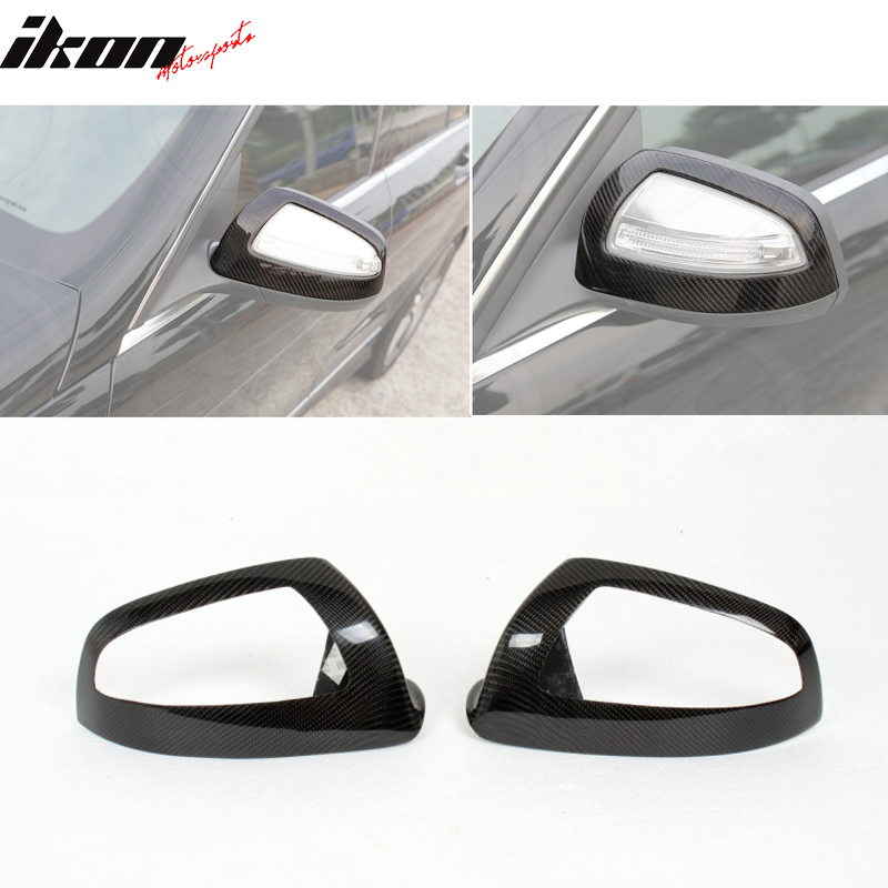 IKON MOTORSPORTS, Mirror Cover Compatible With 2008-2011 Mercedes-Benz C-Class W204 Sedan , Matte Carbon Fiber + FRP JC Style Mirror Caps Pair, 2009 2010