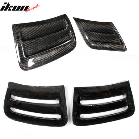 IKON MOTORSPORTS, Side Vent Compatible With 2008-2011 Mercedes-Benz C Class W204 C63 , Matte Carbon Fiber + FRP Factory Style Side Vents Grille 2PC, 2009 2010