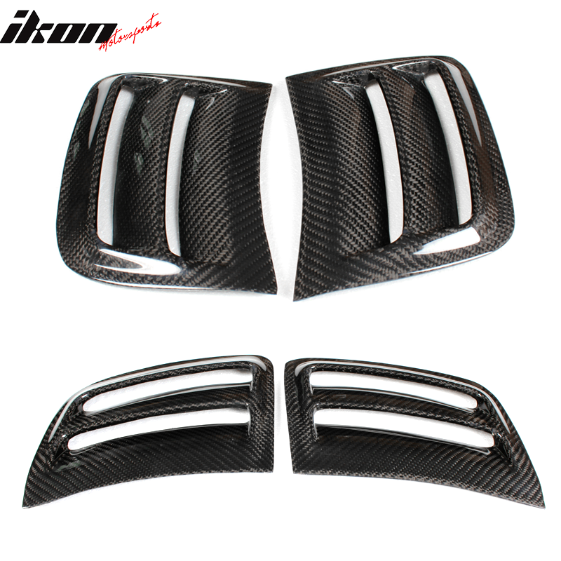 IKON MOTORSPORTS, Side Vent Compatible With 2008-2011 Mercedes-Benz C Class W204 C63 , Matte Carbon Fiber + FRP Factory Style Side Vents Grille 2PC, 2009 2010