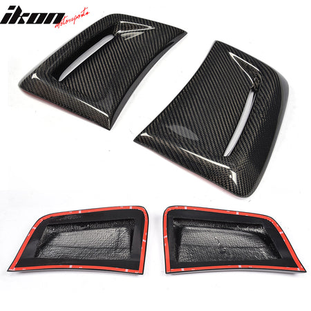 IKON MOTORSPORTS, Side Vents Compatible With 2012-2014 Mercedes-Benz C Class W204 C63 , Matte Carbon Fiber + FRP AMG Style Side Fender Fin Air Vent Pair, 2013