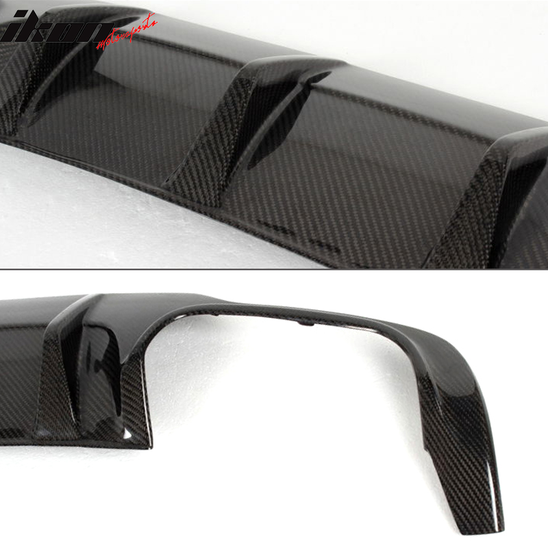 IKON MOTORSPORTS, Rear Diffuser Compatible With 2012-2014 Mercedes-Benz C Class W204 C63 , Matte Carbon Fiber + FRP C63 Style Rear Bumper Lip Spoiler Wing, 2013