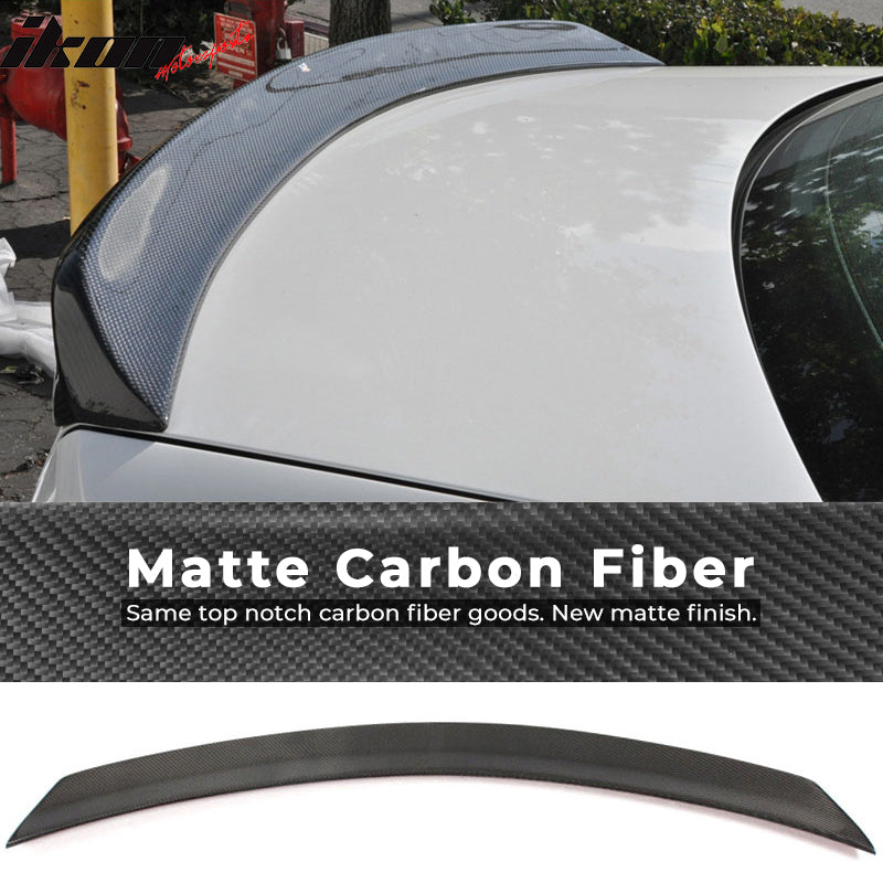 IKON MOTORSPORTS, Trunk Spoiler Compatible With 2008-2014 Mercedes-Benz C-Class W204 Sedan , Matte Carbon Fiber V Style Rear Spoiler Wing, 2009 2010 2011 2012 2013