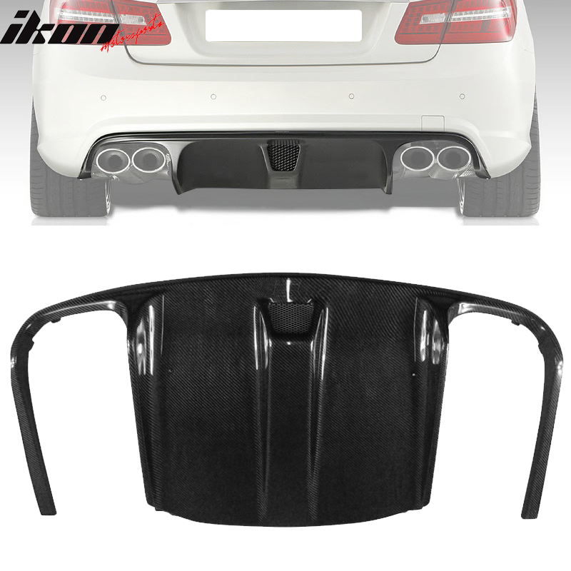 IKON MOTORSPORTS, Rear Diffuser Compatible With 2010-2013 Mercedes-Benz E-Class W207 Coupe AMG , Matte Carbon Fiber + FRP JC Style Rear Bumper Lip Spoiler Wing, 2011 2012