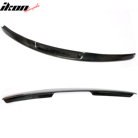 IKON MOTORSPORTS, Trunk Spoiler Compatible With 2003-2009 Mercedes-Benz E-Class W211 Sedan , Matte Carbon Fiber + FRP AMG Style Rear Spoiler Wing, 2004 2005 2006 2007 2008