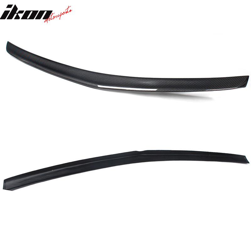 IKON MOTORSPORTS, Trunk Spoiler Compatible With 2010-2016 Mercedes-Benz W212 E Class Sedan , Matte Carbon Fiber + FRP AMG style Rear Spoiler Wing, 2011 2012 2013 2014 2015