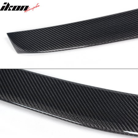 IKON MOTORSPORTS, Trunk Spoiler Compatible With 2010-2016 Mercedes-Benz W212 E Class Sedan , Matte Carbon Fiber + FRP AMG style Rear Spoiler Wing, 2011 2012 2013 2014 2015