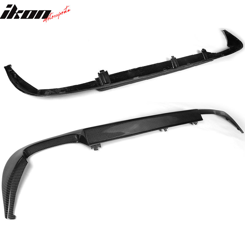 IKON MOTORSPORTS, Rear Diffuser Compatible With 2010-2013 Mercedes-Benz E-Class W212, Matte Carbon Fiber + FRP Factory Style Rear Bumper Lip Spoiler Wing, 2011 2012