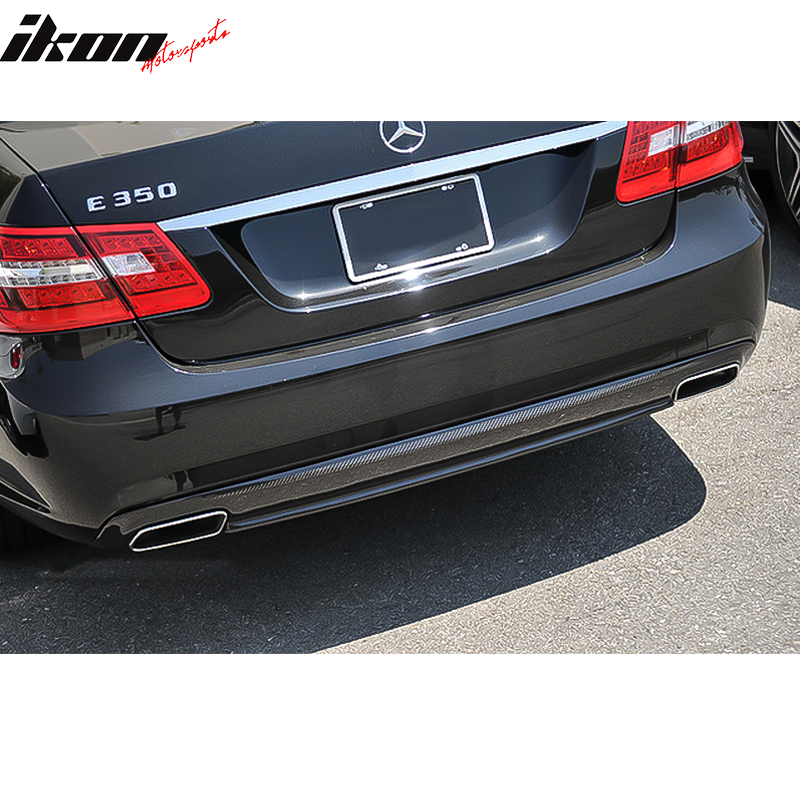 IKON MOTORSPORTS, Rear Diffuser Compatible With 2010-2013 Mercedes-Benz E-Class W212, Matte Carbon Fiber + FRP Factory Style Rear Bumper Lip Spoiler Wing, 2011 2012