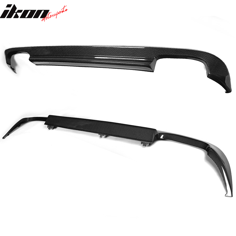 IKON MOTORSPORTS, Rear Diffuser Compatible With 2010-2013 Mercedes-Benz E-Class W212, Matte Carbon Fiber + FRP Factory Style Rear Bumper Lip Spoiler Wing, 2011 2012