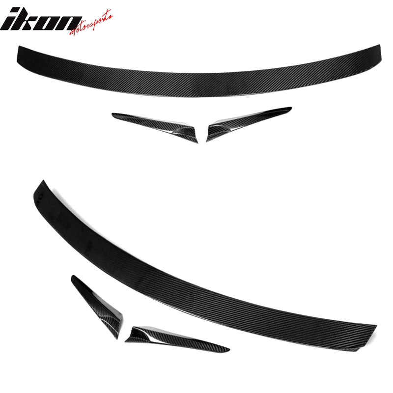 IKON MOTORSPORTS, Trunk Spoiler Compatible With 2009-2012 Mercedes-Benz CL Class W216 Copue , Matte Carbon Fiber + FRP B Style Rear Spoiler Wing, 2010 2011