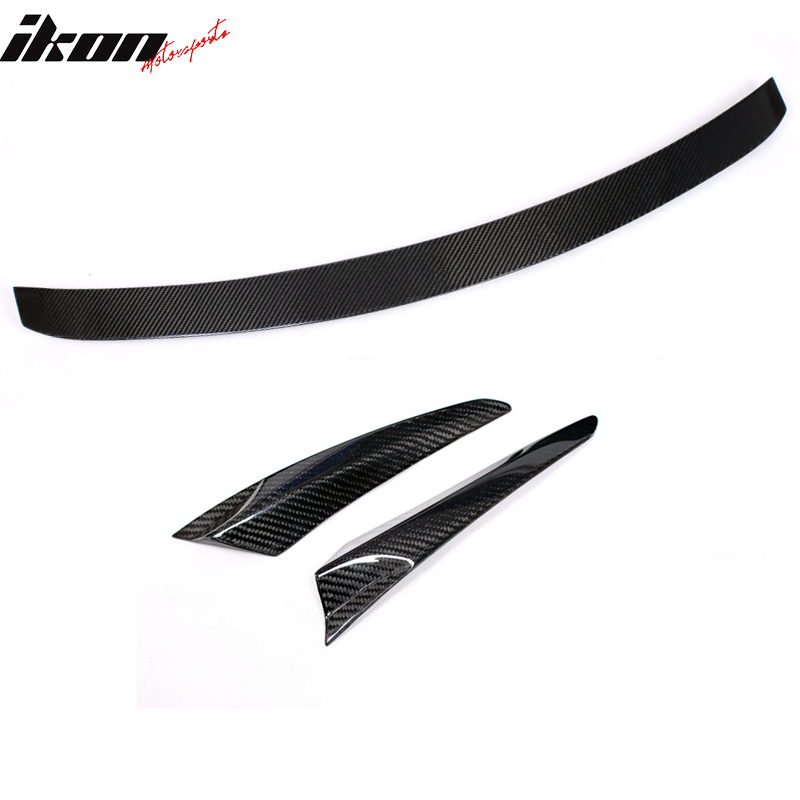 IKON MOTORSPORTS, Trunk Spoiler Compatible With 2009-2012 Mercedes-Benz CL Class W216 Copue , Matte Carbon Fiber + FRP B Style Rear Spoiler Wing, 2010 2011