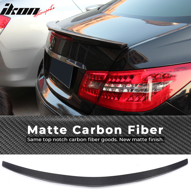 IKON MOTORSPORTS, Trunk Spoiler Compatible With 2010-2015 Mercedes-Benz C Class W207 Coupe , Matte Carbon Fiber + FRP PD Style Rear Spoiler Wing, 2011 2012 2013 2014