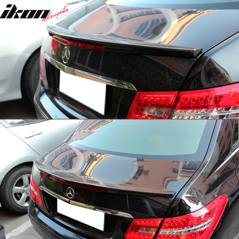 IKON MOTORSPORTS, Trunk Spoiler Compatible With 2010-2015 Mercedes-Benz C Class W207 Coupe , Matte Carbon Fiber + FRP PD Style Rear Spoiler Wing, 2011 2012 2013 2014