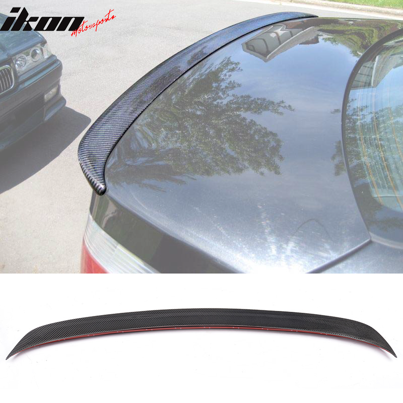 IKON MOTORSPORTS, Trunk Spoiler Compatible With 2004-2010 BMW 5 Series E60 & M5 , Matte Carbon Fiber + FRP AC Style Rear Spoiler Wing, 2005 2006 2007 2008 2009