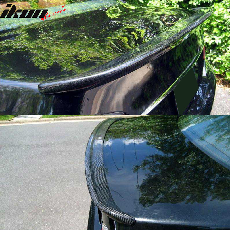 IKON MOTORSPORTS, Trunk Spoiler Compatible With 2004-2010 BMW 5 Series E60 & M5 , Matte Carbon Fiber + FRP AC Style Rear Spoiler Wing, 2005 2006 2007 2008 2009