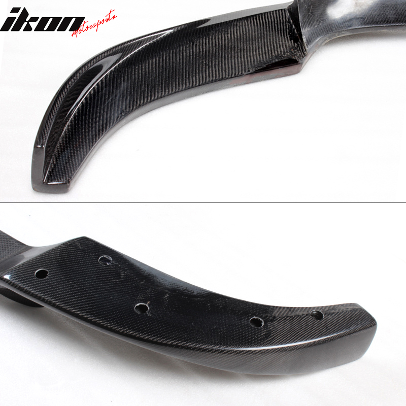 IKON MOTORSPORTS, Front Bumper Lip Compatible With 2006-2010 BMW 5 Series E60 M5 , Matte Carbon Fiber + FRP HM Style Front Lip Spoiler Wing Chin Splitter, 2007 2008 2009