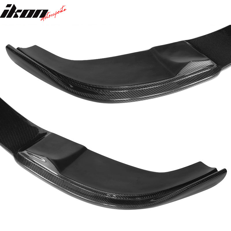 IKON MOTORSPORTS, Front Bumper Lip Compatible With 2004-2010 BMW 5 Series E60 M Sport , Matte Carbon Fiber + FRP HM Style Front Lip Spoiler Wing Chin Splitter, 2005 2006 2007 2008 2009