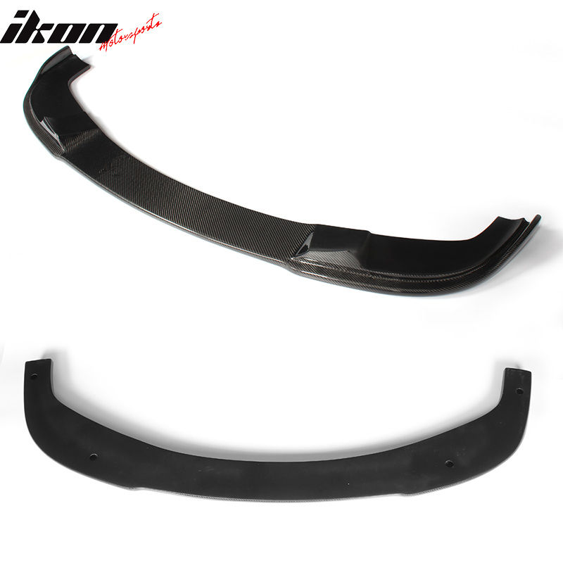 IKON MOTORSPORTS, Front Bumper Lip Compatible With 2004-2010 BMW 5 Series E60 M Sport , Matte Carbon Fiber + FRP HM Style Front Lip Spoiler Wing Chin Splitter, 2005 2006 2007 2008 2009