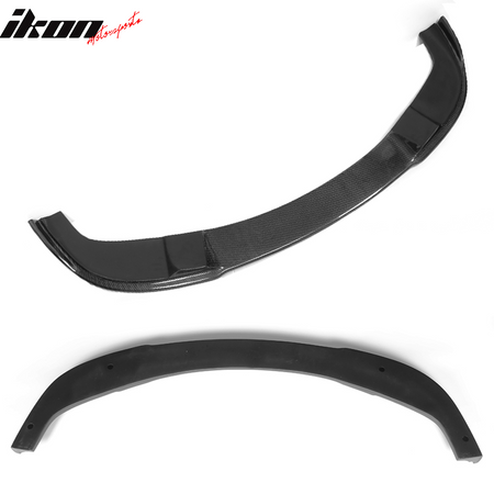 IKON MOTORSPORTS, Front Bumper Lip Compatible With 2004-2010 BMW 5 Series E60 M Sport , Matte Carbon Fiber + FRP HM Style Front Lip Spoiler Wing Chin Splitter, 2005 2006 2007 2008 2009