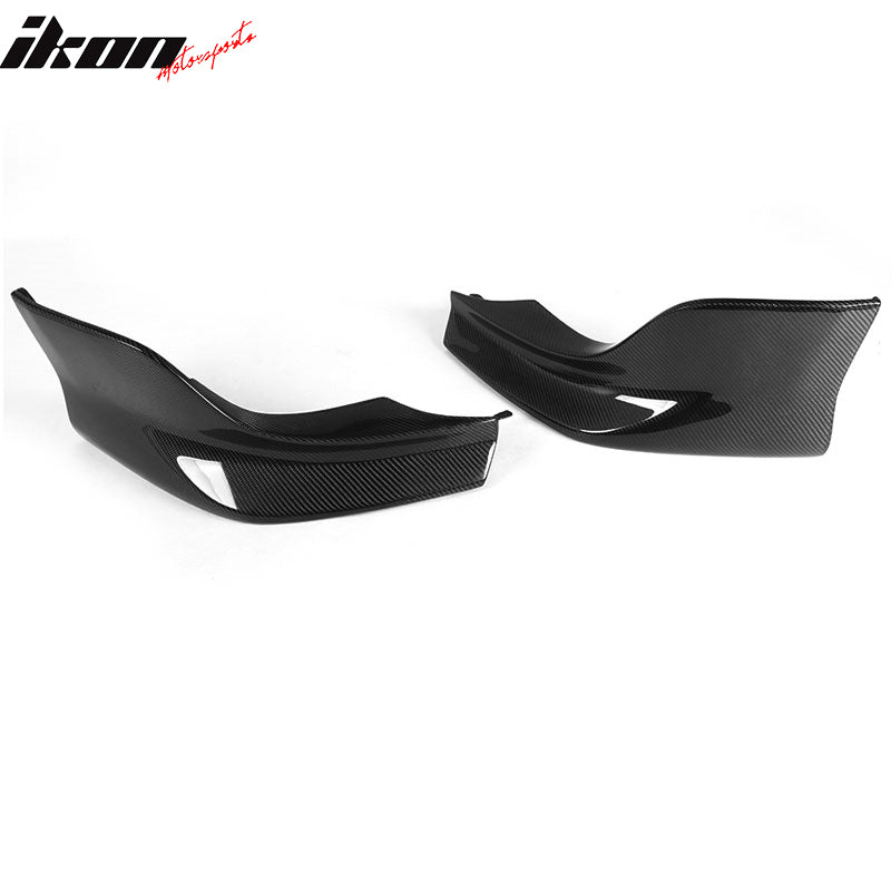 IKON MOTORSPORTS, Front Splitters Compatible With 2004-2010 BMW 5 Series E60 M5 , Matte Carbon Fiber + FRP 3D Style Front Bumper Lip Chin Spoiler Wing 2PC , 2005 2006 2007 2008 2009